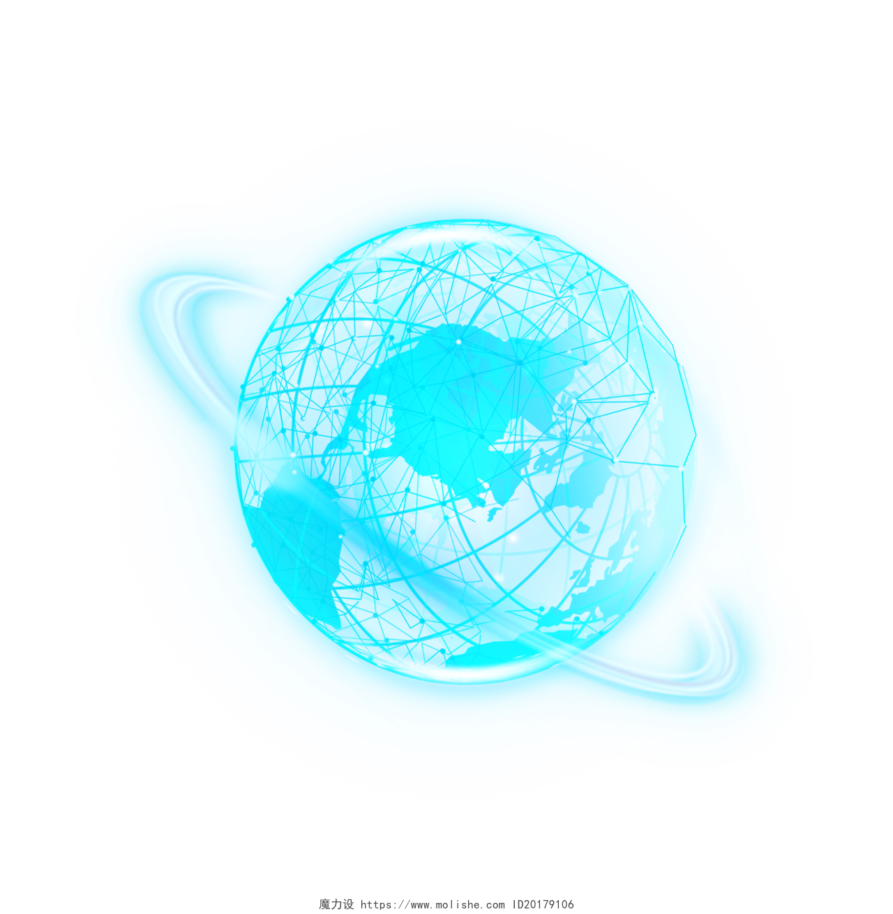 蓝色科技交互线条地球插画
